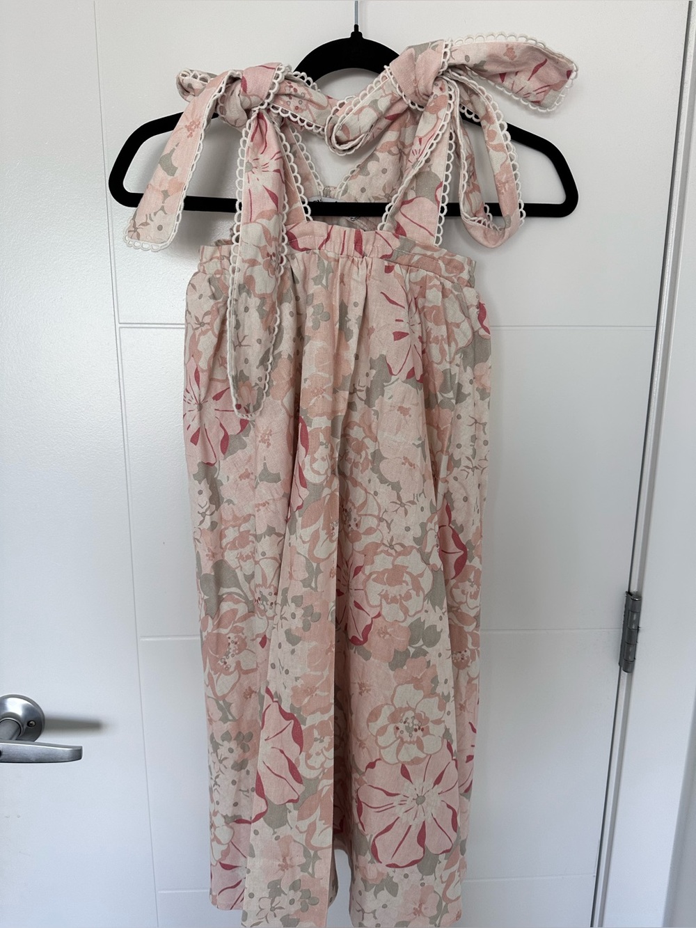 CHLOÉ AND AMÉLIE Girls' Linen Floral Tie-Strap Sundress